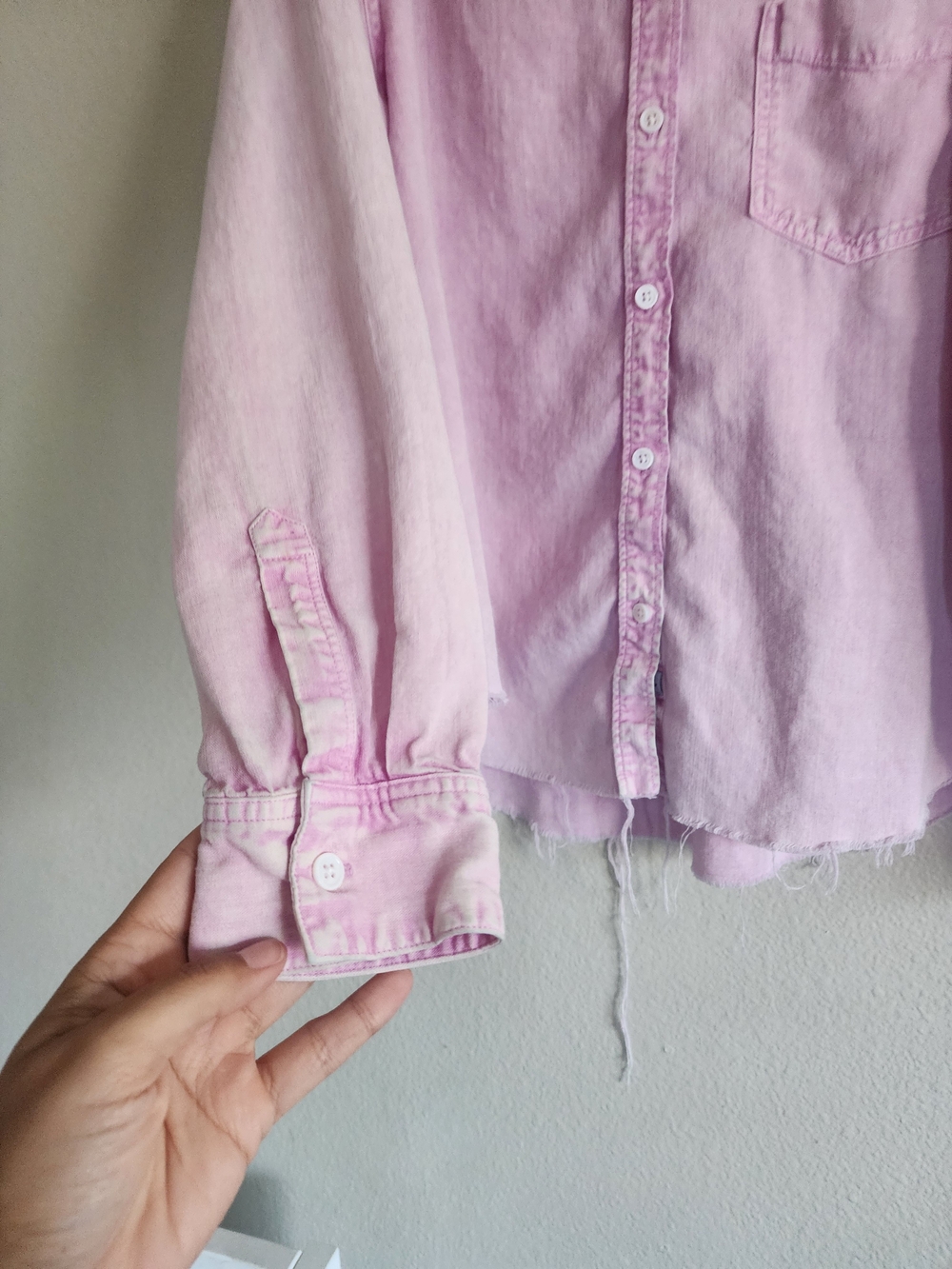 Rails Pink Ingrid Acid Wash Raw Hem Button Down Shirt Large - Picture 5 of 8